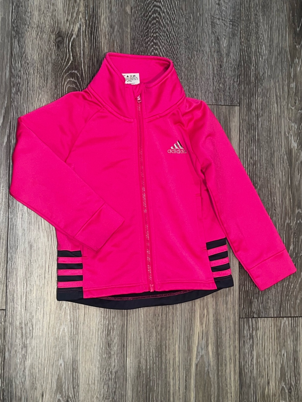 adidas Kids Hot Pink Zip-Up Track Jacket with Black Accents